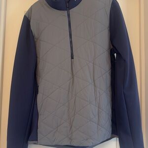 Men's Gray and Blue Quilted Pullover pre owned